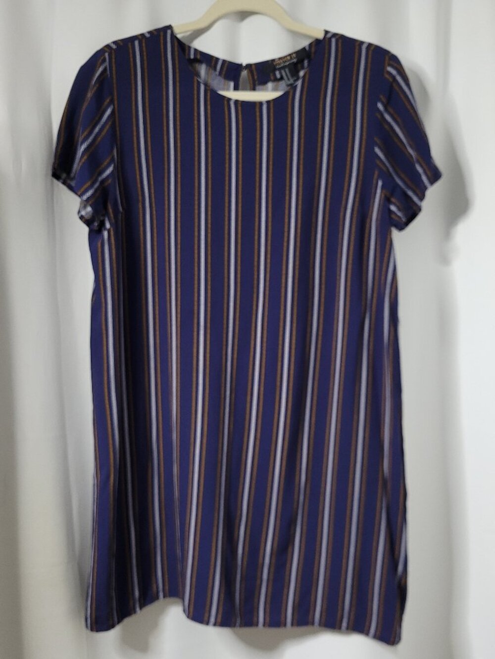 Forever 21 Contemporary Navy Blue Striped Mini Dress Shift Tunic